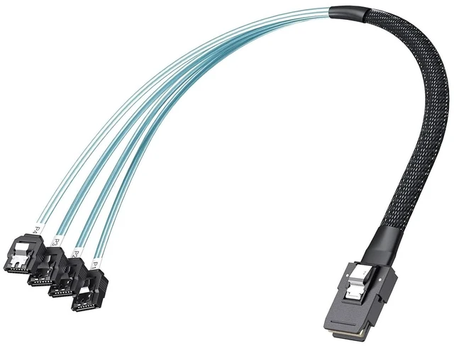Alt view image 5 of 5 - MiniSAS SFF-8087 Fan-Out Cable Breakout to 4xSATA, 6Gbps High-Speed Cable for RAID Controllers, Servers & Storage Enclosures, 1-m(3.3ft)