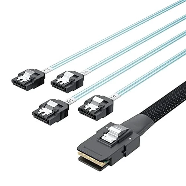 Alt view image 2 of 5 - MiniSAS SFF-8087 Fan-Out Cable Breakout to 4xSATA, 6Gbps High-Speed Cable for RAID Controllers, Servers & Storage Enclosures, 1-m(3.3ft)