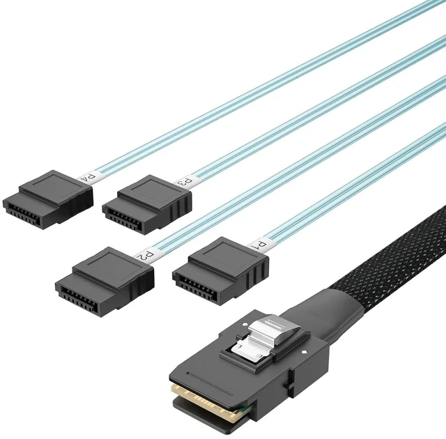 Alt view image 2 of 5 - MiniSAS SFF-8087 Fan-Out Cable Breakout to 4xSATA, 6Gbps High-Speed Cable for RAID Controllers, Servers & Storage Enclosures, 1-m(3.3ft)
