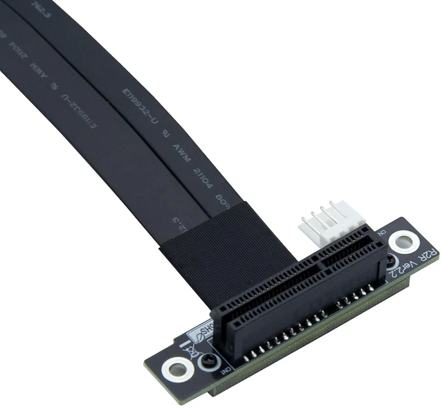 Alt view image 7 of 7 - M.2 NVMe (M Key) to PCIe 3.0 x4 Extension Cable with a 4Pin to SATA Power Cable, M.2 180 Degree to PCIe 90 Degree Right Angled Riser Adapter, Desktop GPU & SSD Mounting Solution, 20cm/0.66ft