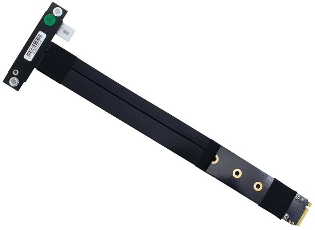 Alt view image 3 of 7 - M.2 NVMe (M Key) to PCIe 3.0 x4 Extension Cable with a 4Pin to SATA Power Cable, M.2 180 Degree to PCIe 90 Degree Right Angled Riser Adapter, Desktop GPU & SSD Mounting Solution, 20cm/0.66ft