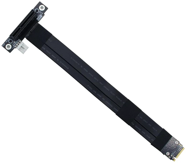 Main image of M.2 NVMe (M Key) to PCIe 3.0 x4 Extension Cable with a 4Pin to SATA Power Cable, M.2 180 Degree to PCIe 90 Degree Right Angled Riser Adapter, Desktop GPU & SSD Mounting Solution, 20cm/0.66ft