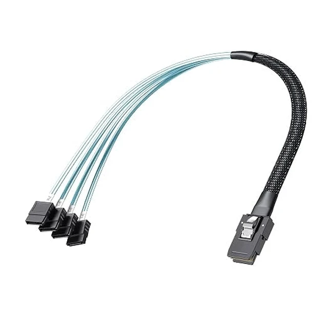 Alt view image 3 of 5 - MiniSAS SFF-8087 Fan-Out Cable Breakout to 4xSATA, 6Gbps High-Speed Cable for RAID Controllers, Servers & Storage Enclosures, 1-m(3.3ft)