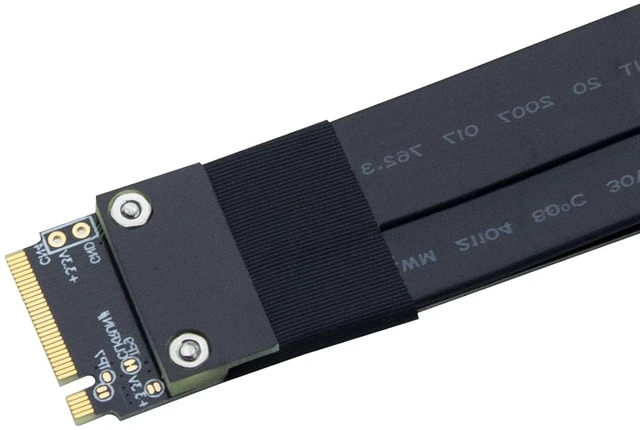 Alt view image 5 of 7 - M.2 NVMe (M Key) to PCIe 3.0 x4 Extension Cable with a 4Pin to SATA Power Cable, M.2 180 Degree to PCIe 90 Degree Right Angled Riser Adapter, Desktop GPU & SSD Mounting Solution, 20cm/0.66ft