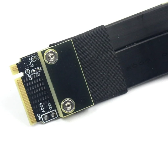 Alt view image 5 of 7 - M.2 NVMe (M Key) to PCIe 3.0 x4 Extension Cable with a 4Pin to SATA Power Cable, 180 Degree Riser Adapter, Straight Connectors, Desktop GPU & SSD Mounting Solution, 15cm/0.5ft