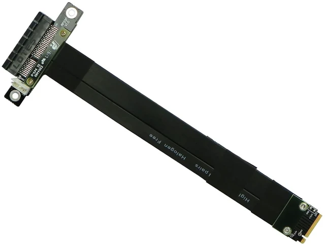 Alt view image 4 of 7 - M.2 NVMe (M Key) to PCIe 3.0 x4 Extension Cable with a 4Pin to SATA Power Cable, 180 Degree Riser Adapter, Straight Connectors, Desktop GPU & SSD Mounting Solution, 15cm/0.5ft