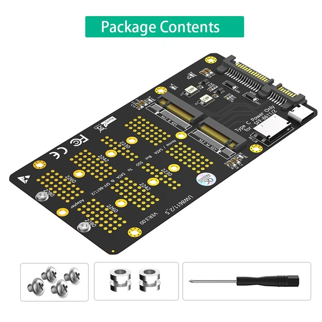 Alt view image 6 of 7 - Combo M.2 NVMe SSD to Oculink SFF-8611/8612,NGFF SATA to SATA Adapter Card