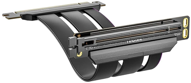 Main image of PCIe 4.0 x16 Riser Cable, Male 180° to Female 90° for Vertical Mount Graphics Cards, Compatible with RTX4090, RTX4080, RX7900XTX, 30cm/1ft
