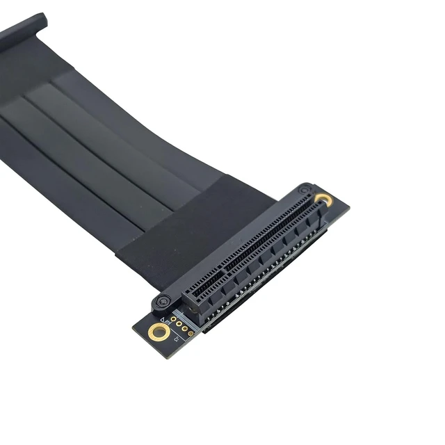 Alt view image 2 of 6 - PCIe 3.0 x8 Riser Cable, Male Straight to Female 90° EMI-Shielded GPU Jumper Cable for Graphics Cards, 14.5cm/0.48ft