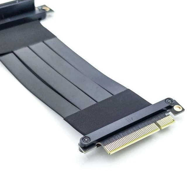 Main image of PCIe 3.0 x8 Riser Cable, Male Straight to Female 90° EMI-Shielded GPU Jumper Cable for Graphics Cards, 14.5cm/0.48ft