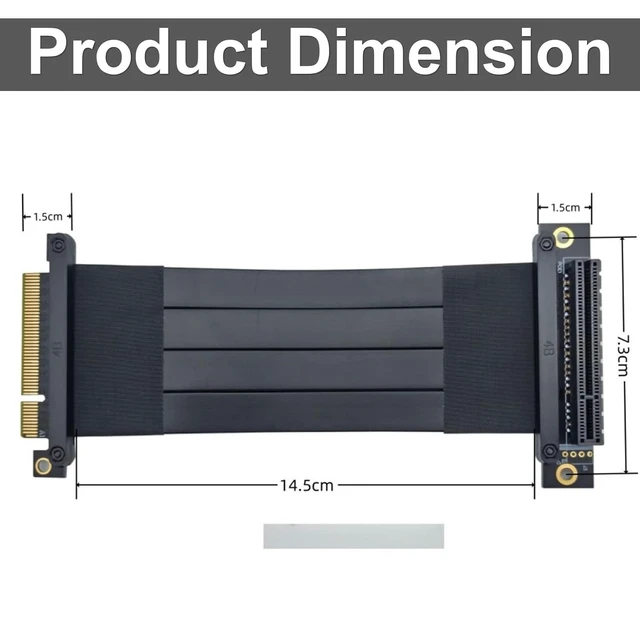 Alt view image 6 of 6 - PCIe 3.0 x8 Riser Cable, Male Straight to Female 90° EMI-Shielded GPU Jumper Cable for Graphics Cards, 14.5cm/0.48ft