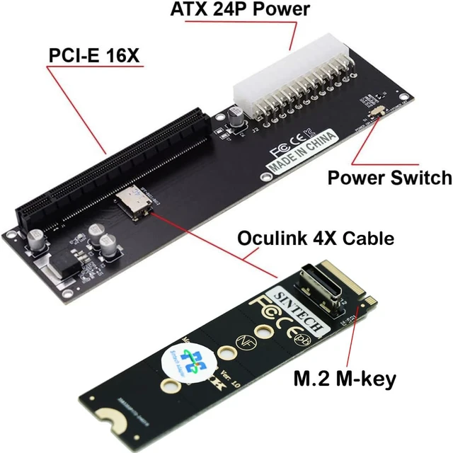 Alt view image 7 of 7 - M.2 M-Key 2230/2242/2280 to PCI-e 4.0 X16 with Oculink SFF-8612 SFF-8611 Extension Cable As External Graphics Card, Compatible with GPD Win Max2 SteamDeck