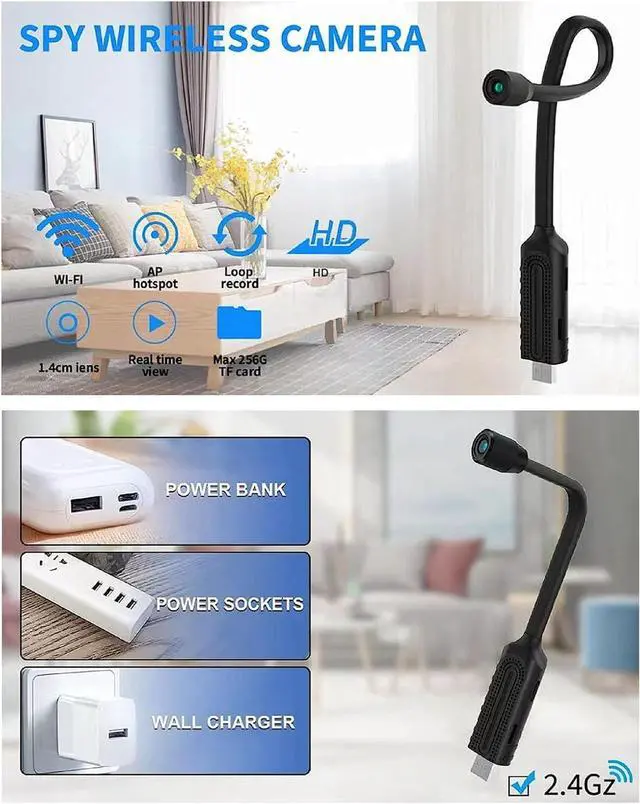 Alt view image 2 of 6 - 1080P HD USB Plug Camera with Motion Detection, Night, Remote Viewing for Car Home Security