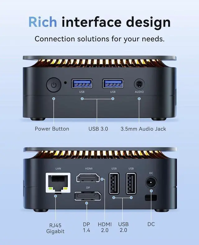 Alt view image 5 of 6 - KAMRUI Essenx E1 Mini PC Computer with N97 Processor, 16GB DDR4 RAM 256GB M.2 SSD, Mini Desktop Computer Support Dual 4K, WiFi, Bluetooth, Ethernet, HTPC for Business, Education, Home