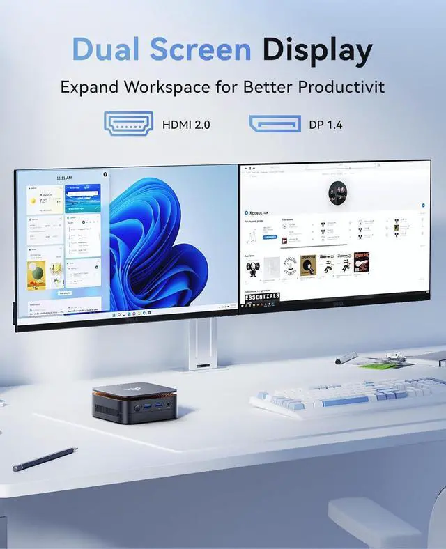 Alt view image 4 of 6 - KAMRUI Essenx E1 Mini PC Computer with N97 Processor, 16GB DDR4 RAM 256GB M.2 SSD, Mini Desktop Computer Support Dual 4K, WiFi, Bluetooth, Ethernet, HTPC for Business, Education, Home