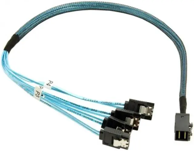 Alt view image 5 of 7 - JVFYI Internal Mini SAS SFF-8643 Host to 4 SATA 7pin Target Hard Disk 6Gbps Data Server Raid Cable 50cm SF-074-0.5M