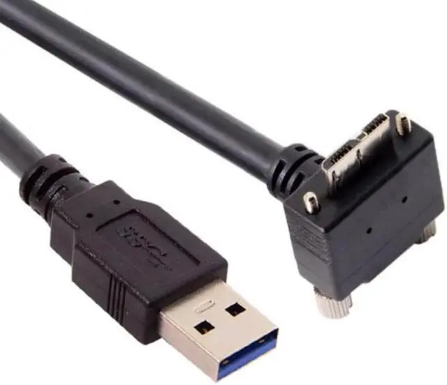 Alt view image 6 of 7 - JVFYI 5.0M 90 Degree Down Angled Micro USB Screw Mount to 3.0 Data Cable for Industrial Camera U3-044-DN-5.0M