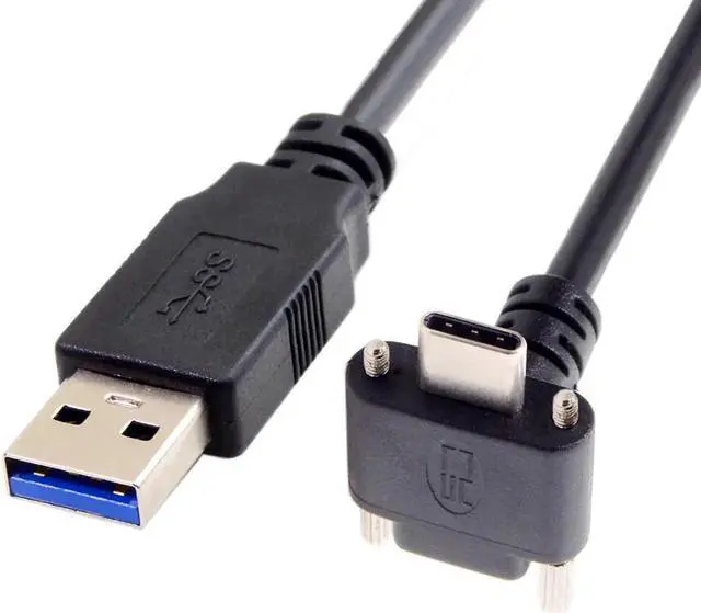 Alt view image 5 of 5 - JVFYI 5.0M Down Up Angled USB 3.1 Type-C Dual Screw Locking to Standard USB3.0 Data Cable 90 Degree for Camera UC-128-5.0M