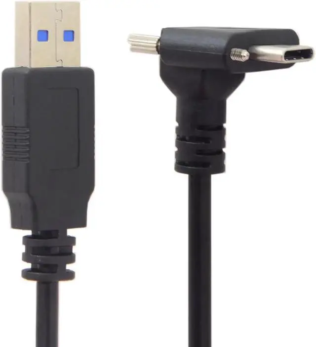 Alt view image 3 of 5 - JVFYI 5.0M Down Up Angled USB 3.1 Type-C Dual Screw Locking to Standard USB3.0 Data Cable 90 Degree for Camera UC-128-5.0M