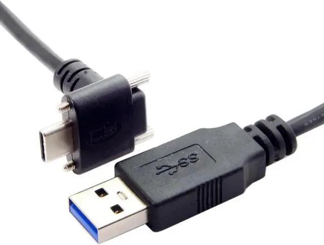 Alt view image 4 of 5 - JVFYI 5.0M Down Up Angled USB 3.1 Type-C Dual Screw Locking to Standard USB3.0 Data Cable 90 Degree for Camera UC-128-5.0M