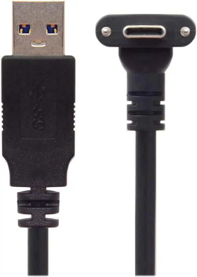 Alt view image 2 of 5 - JVFYI 5.0M Down Up Angled USB 3.1 Type-C Dual Screw Locking to Standard USB3.0 Data Cable 90 Degree for Camera UC-128-5.0M