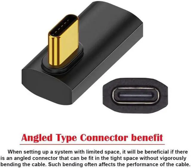 Alt view image 3 of 7 - JVFYI USB4 Type C Male to Female Extension 240W Power 40Gbps Data 8K Video Adapter Low Profile Left Right Angled for NS Phone Laptop