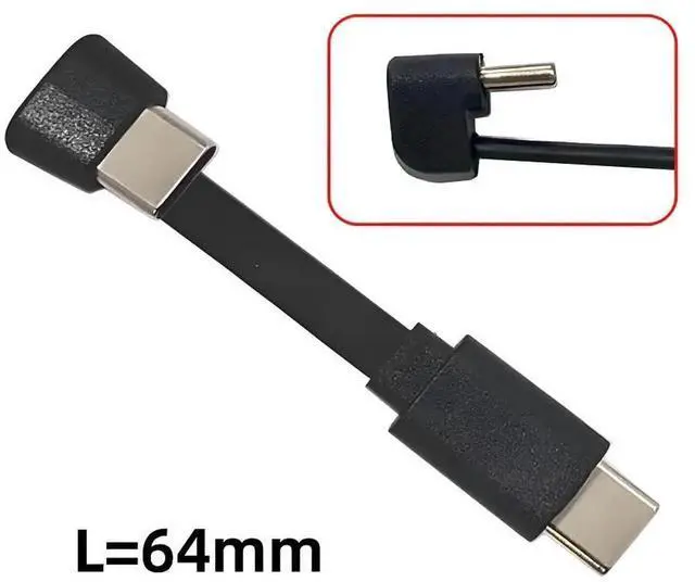 Alt view image 6 of 7 - JVFYI Ultra Slim Flat USB-C Type-C Male to Female Extension Power USB2.0 Data Cable Opposite U Shape Back Angled 65W Fast Charge for Laptop Tablet Phone