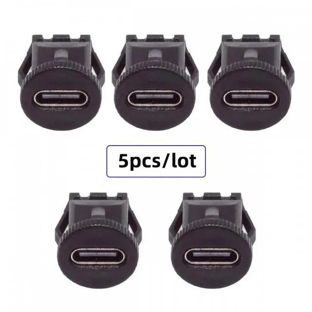 Alt view image 2 of 7 - JVFYI 5pcs/set DIY OEM Type C Female Socket Connector to 6Pin PCBA Pinout Round Latch Mount Type DC 5V/20V PD Power IP67