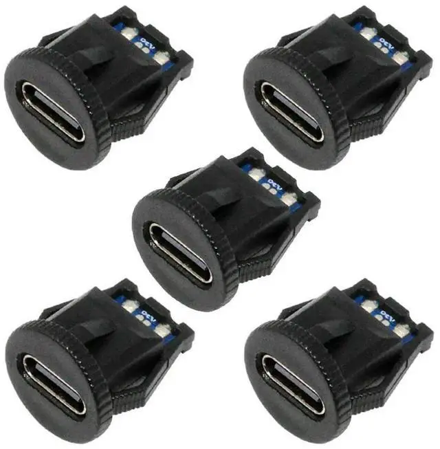 Main image of JVFYI 5pcs/set DIY OEM Type C Female Socket Connector to 6Pin PCBA Pinout Round Latch Mount Type DC 5V/20V PD Power IP67