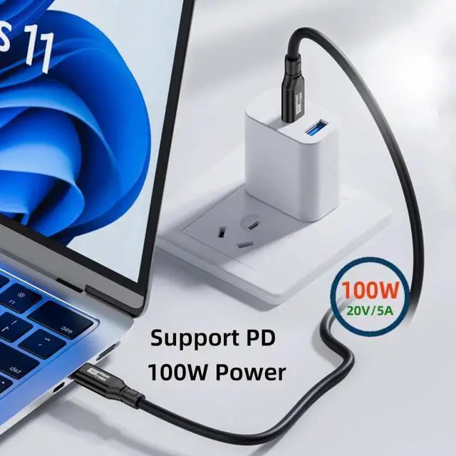 Alt view image 3 of 5 - JVFYI 100cm 1.0m USB3.2 Type-C USB-C 8K Male to Male USB3.1 10Gbps 100W Data Video Cable with E-marker for Laptop Phone