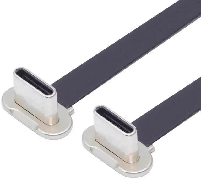 Main image of JVFYI Angled USB-C Type C to USB-C Ultra Slim Flat Power USB2.0 Data Cable 65W Fast Charge for Laptop Tablet Phone