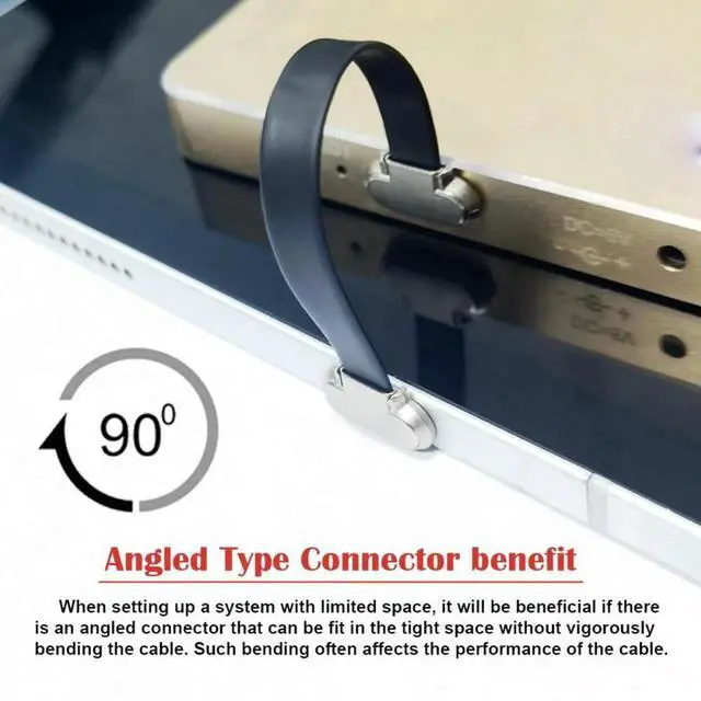 Alt view image 7 of 7 - JVFYI Angled USB-C Type C to USB-C Ultra Slim Flat Power USB2.0 Data Cable 65W Fast Charge for Laptop Tablet Phone