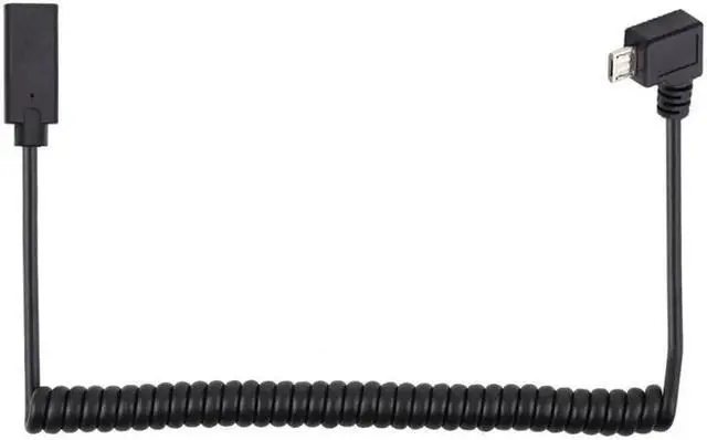 Alt view image 3 of 6 - JVFYI Stretch Coiled USB-C Keyboard Mouse Cable for Gaming Keyboard Micro USB Male to Type-C Female Extension Cable Power & Data