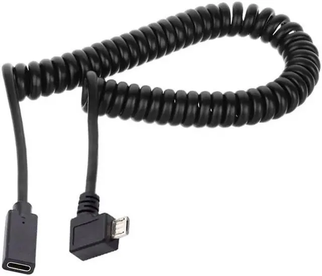 Main image of JVFYI Stretch Coiled USB-C Keyboard Mouse Cable for Gaming Keyboard Micro USB Male to Type-C Female Extension Cable Power & Data