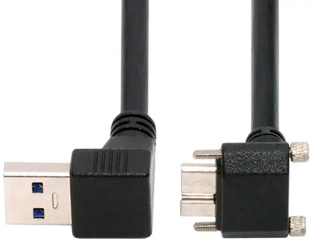 Alt view image 5 of 7 - JVFYI Down Angled 90 Degree USB 3.0 A Male to Micro-B 3.0 Plug Up Angled Locking Screw Panel Cable 25cm