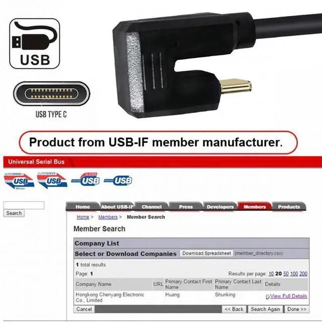 Alt view image 6 of 7 - JVFYI USB3.1 Type-C Male to USB-C 360 Degree Opposite Back Angled 10Gbps Data 4K Cable 65W