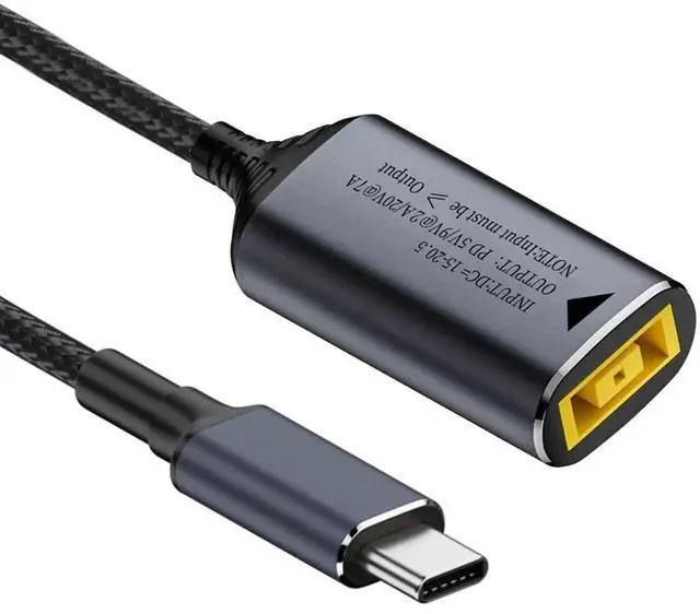 Main image of JVFYI Rectangle Jack Thinkpad X1 Input to USB-C Type-C Power 140W Charge Cable for Laptop Phone PD9V 5V 20V 7A