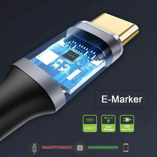 Alt view image 7 of 7 - JVFYI 2.0M 90 Degree Low Profile Angled Type-C USB-C Male to Male USB3.1 10Gbps 100W Data Cable for Laptop Phone