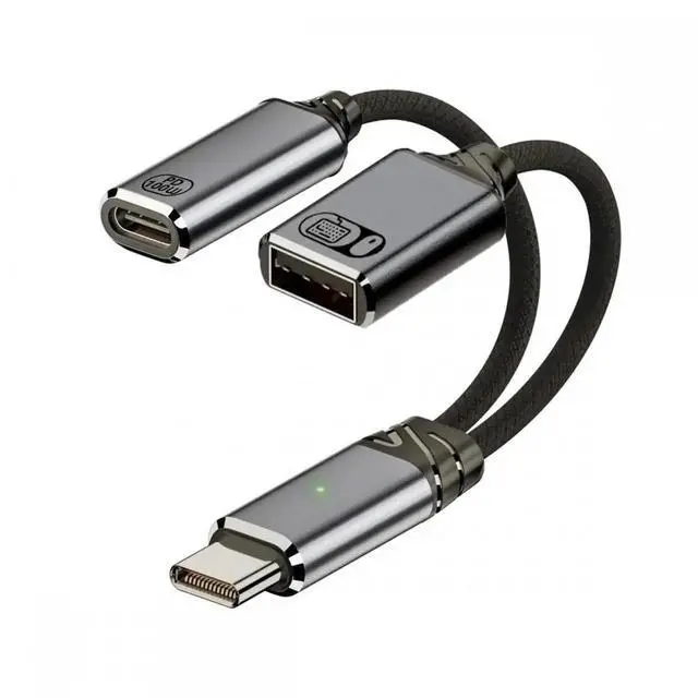 Alt view image 3 of 7 - JVFYI USB-C Type-C Male to 480Mbps USB 2.0 Female OTG & 100W PD Power Cable for Laptop Tablet Phone