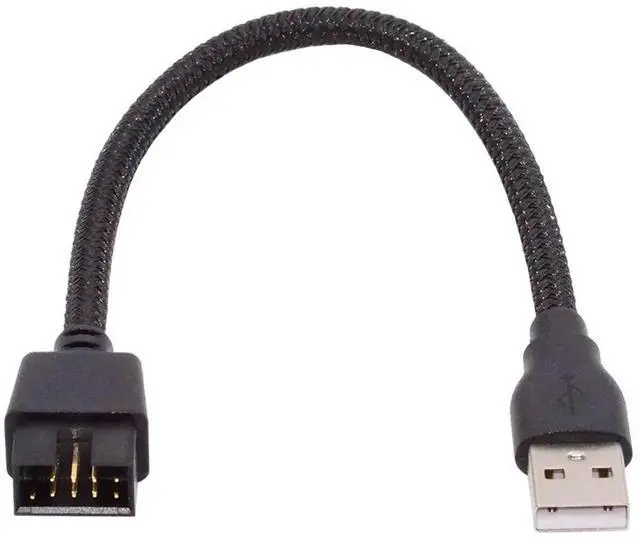 Main image of JVFYI Single USB 2.0 Male Type-A to Motherboard 9Pin 10Pin Male Header Cable with Sleeve 20cm