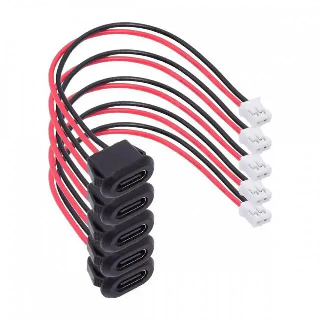 Alt view image 2 of 7 - JVFYI 5pcs/set DIY OEM Type C Female Socket to 2Pin Header Cable Pitch=2.0mm Latch Mount Type DC 5V Power