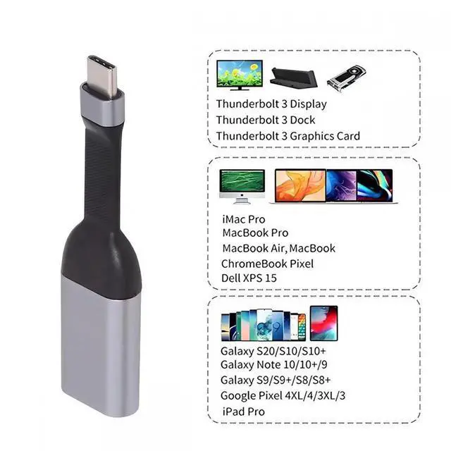 Alt view image 5 of 7 - JVFYI USB-C Type-C Source to Mini DP Displayport 4K 60hz Sink HDTV Adapter Ultra Slim Flat Cable 1080p for Laptop Tablet Phone