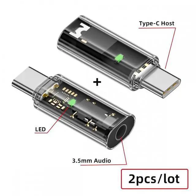 Alt view image 3 of 7 - JVFYI 2pcs/lot Type C USB-C to 3.5mm Audio AUX & MIC Sound Card 16bit 48kHz Adapter Compatible with Laptop Tablet Phone