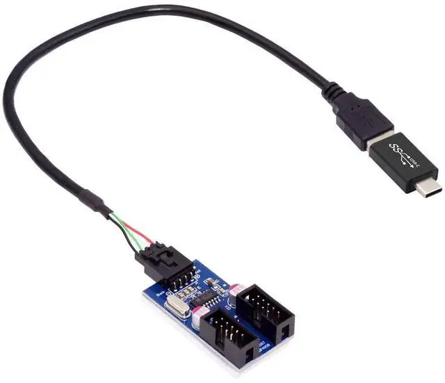 Main image of JVFYI USB 3.1 Male Type-C USB-C to USB 2.0 Type-A Male 1 to 2 Female Motherboard 9pin 10pinHeader HUB Adapter Port Multiplier