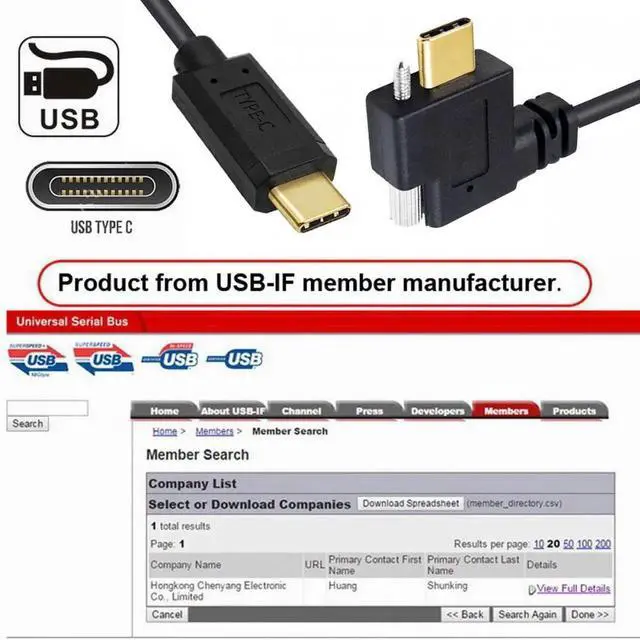 Alt view image 4 of 7 - JVFYI Cable USB 3.1 Type-C Male to Single Thumbscrew Locking USB-C Horizontal 90 Degree Left Right Angled 10Gbps Data Cable Panel Mount Type