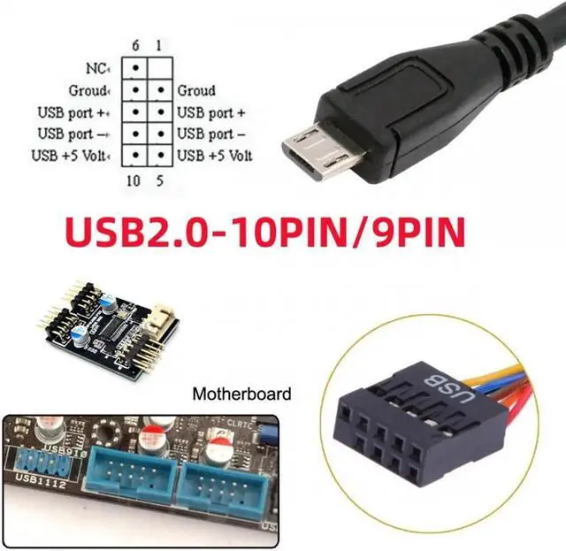 Alt view image 5 of 7 - JVFYI USB 2.0 Motherboard 9pin 10pin Header to Micro USB 5Pin Cable 50cm for Mini Monitor Sensor Panel Camera