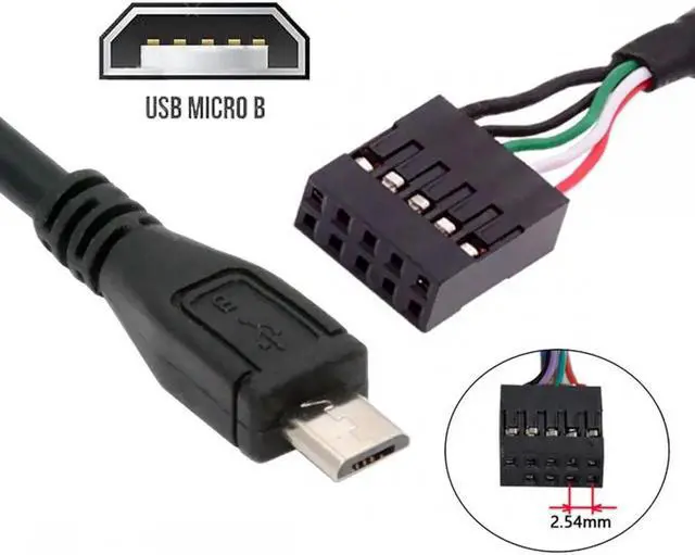 Alt view image 4 of 7 - JVFYI USB 2.0 Motherboard 9pin 10pin Header to Micro USB 5Pin Cable 50cm for Mini Monitor Sensor Panel Camera