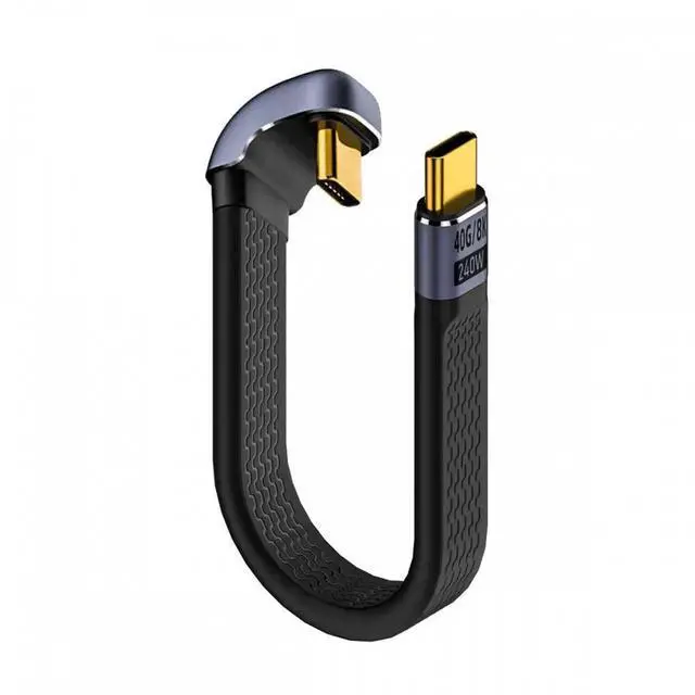 Alt view image 2 of 7 - JVFYI 240W Type-C USB-C Male to Male USB4 40Gbps 100W 8K Flat Slim FPC Data Opposite U Shape Back Angled Cable for Laptop Phone 13cm