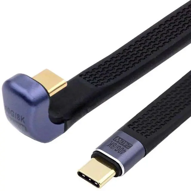 Main image of JVFYI 240W Type-C USB-C Male to Male USB4 40Gbps 100W 8K Flat Slim FPC Data Opposite U Shape Back Angled Cable for Laptop Phone 13cm