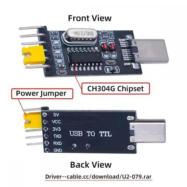 Alt view image 2 of 7 - JVFYI USB-C Type-C Male To TTL Converter UART STC Module Serial Programmer CH340G CH340 3.3V 5V Adapter Replace PL-2303